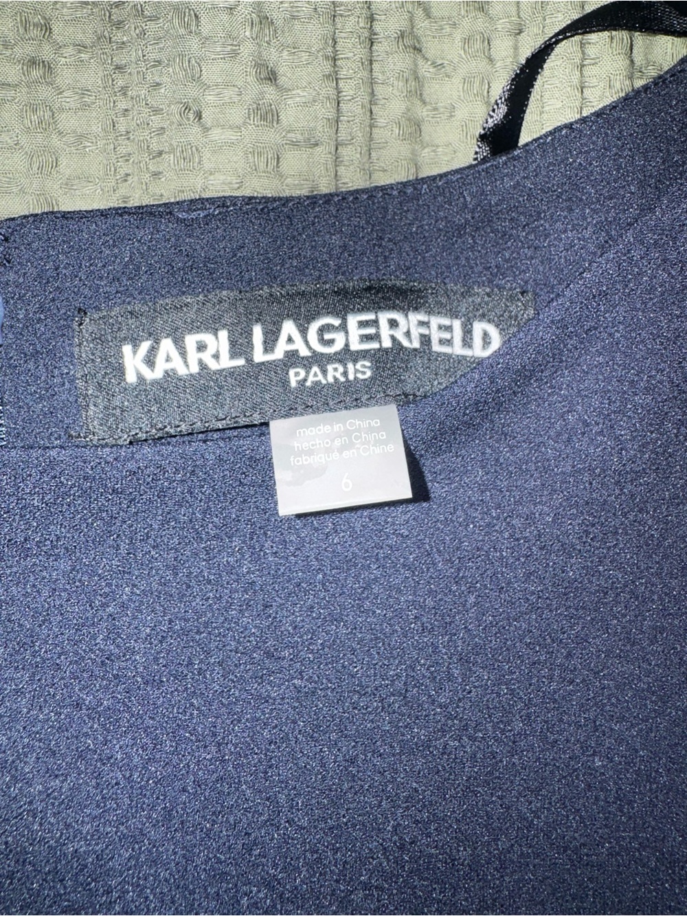 Karl Lagerfeld Navy Long-Sleeve Shift Dress with Ruffle Cuffs Size 6 - Picture 3 of 3